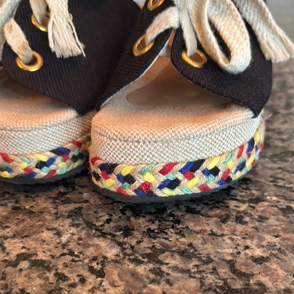 Black and Cream Espadrille Platform Shoes 8.5 - Picture 11 of 13